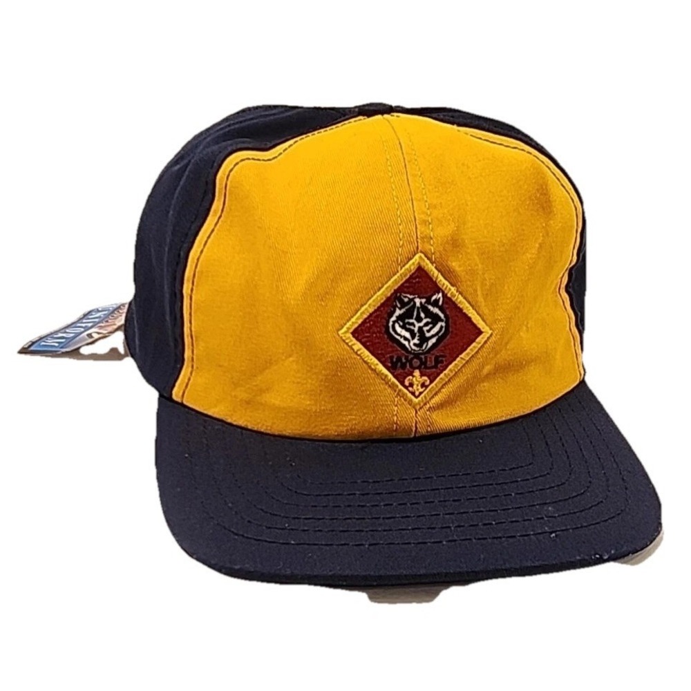 Boy Scouts Of America Uniform Hat Unisex Navy Blue Yellow Red Wolf Patch
